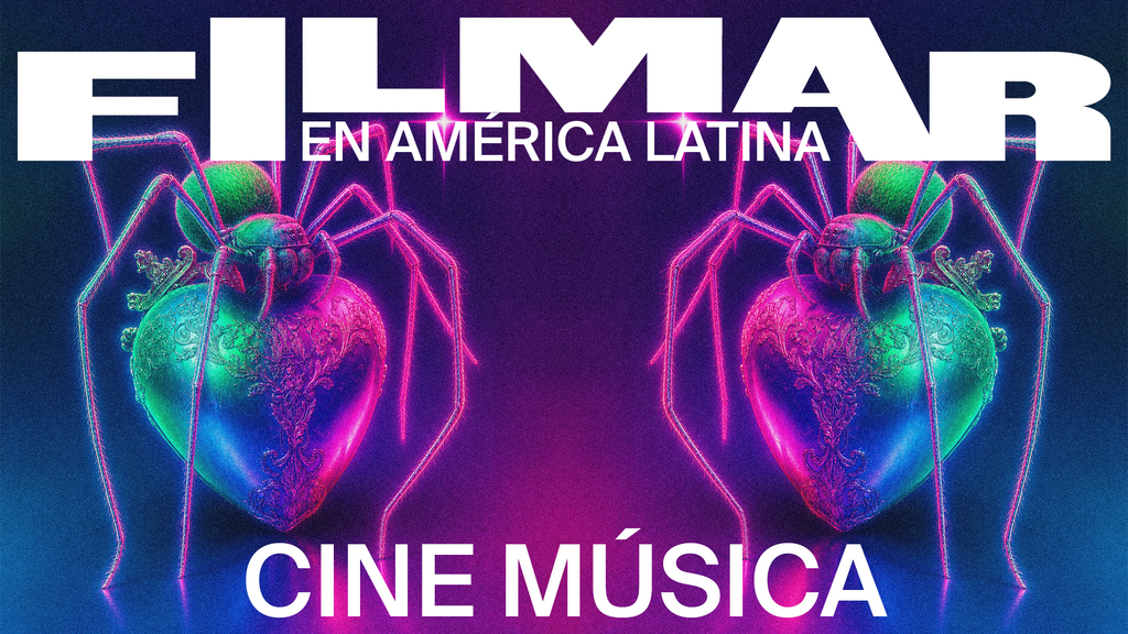 Visuel de "ciné música" montrant une araignée sur un coeur.